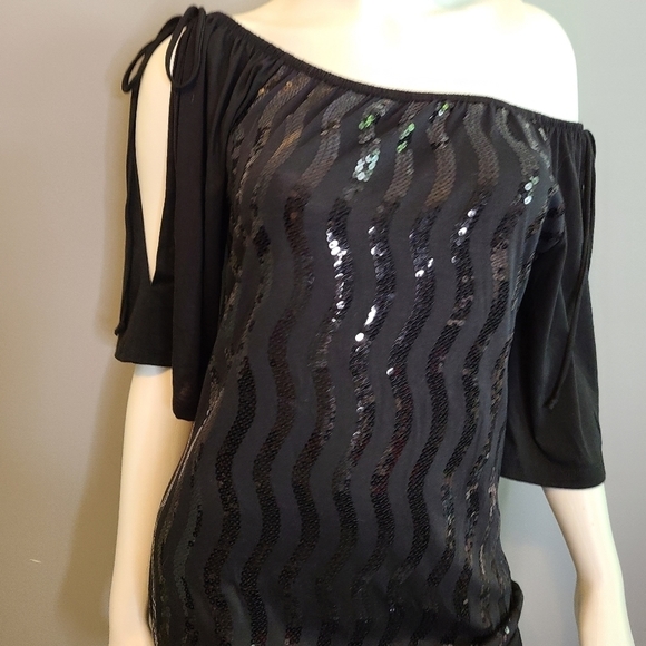 NEW! Maurices Sequined Cold Shoulder Top - Picture 5 of 8